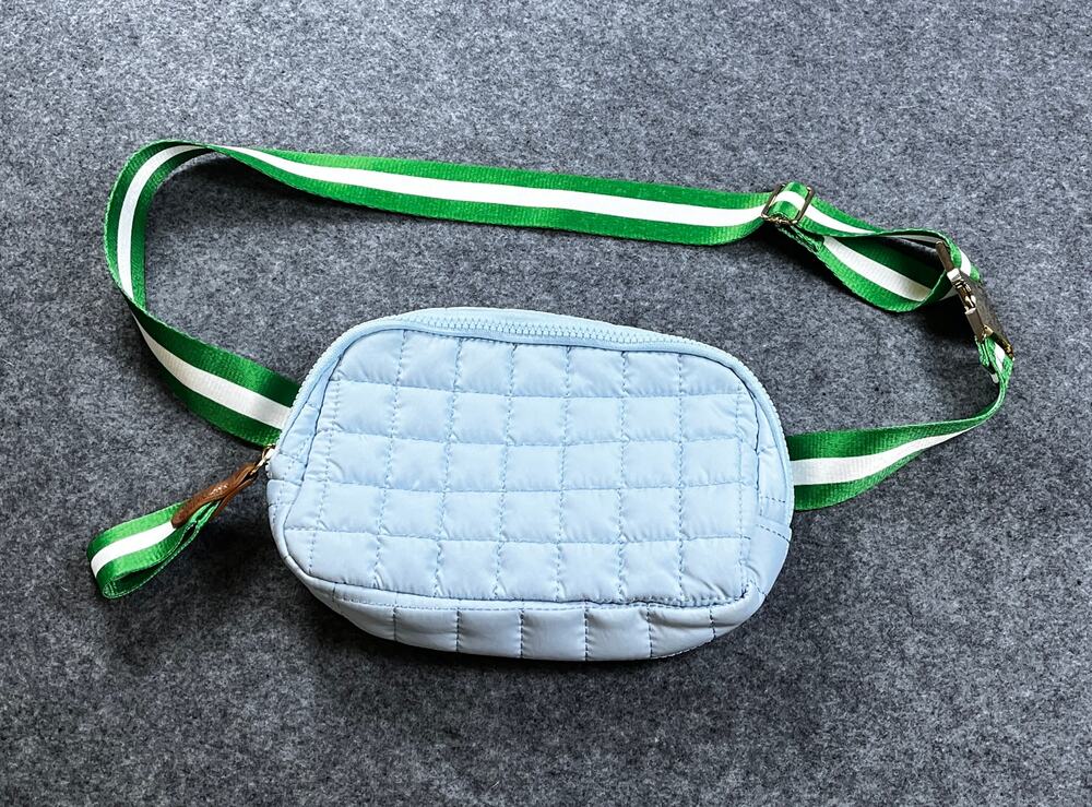 Blue Quilted Puffer Belt Bag Pre-Owned in good Condition